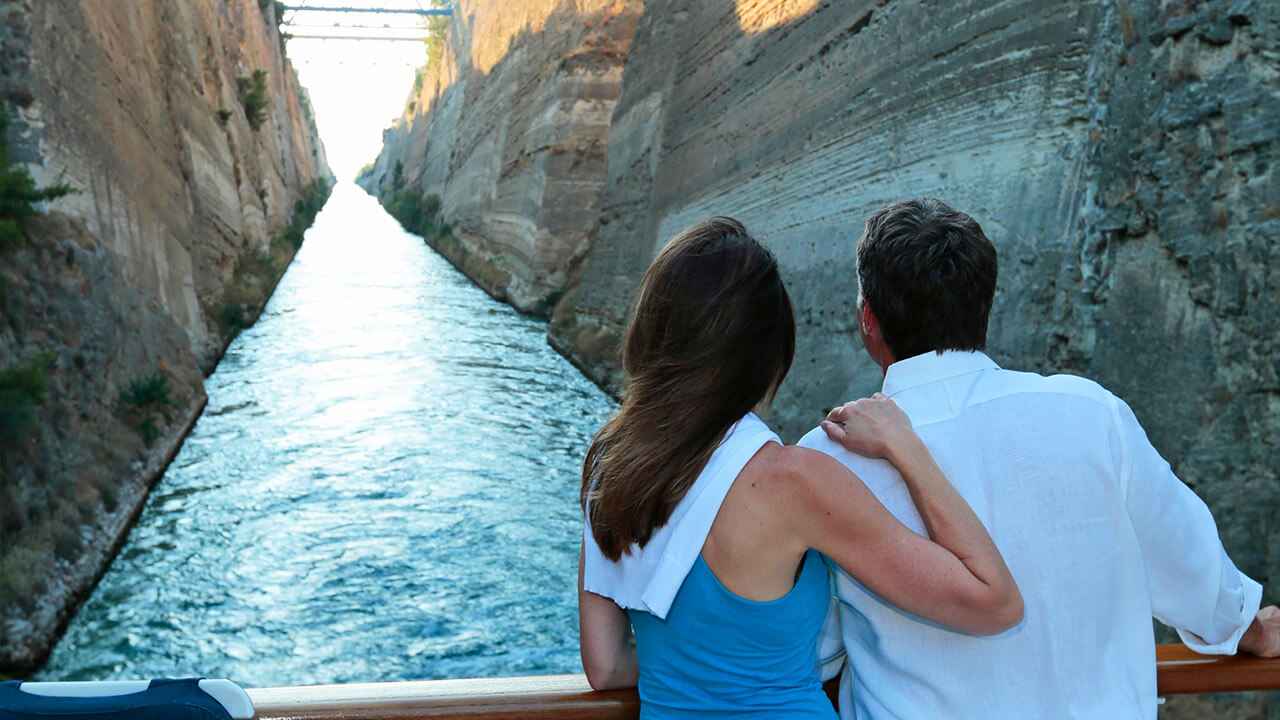 couple corinth canal looking