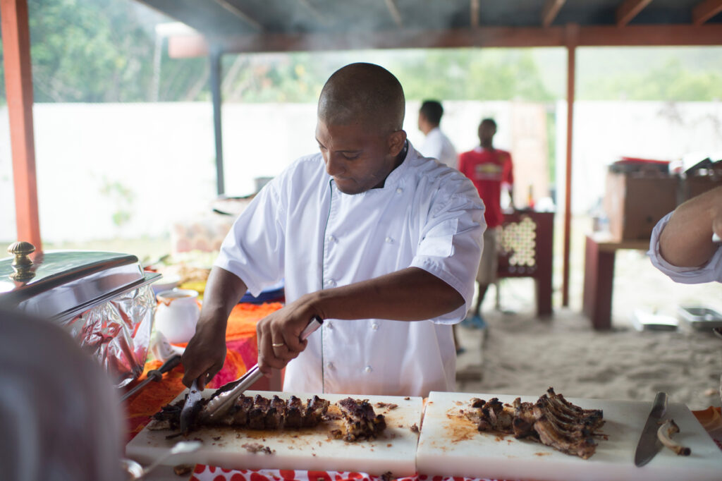 Caribbean beach barbecue